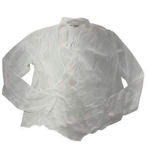 MNG Mango Top‎ Womens Small White Surplice Long Sleeve Blouse Top